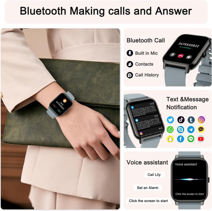 Smart Watch for Women Fitness Tracker: Gold Smart Watches for Women Digital Mens watches Make/Answer Call Waterproof Running Smartwatch Android Phone iPhone Samsung Compatible Heart Rate Monitor