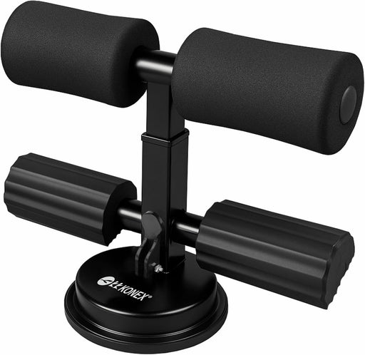 Konex Sit Up Bar for Home & Gym Workouts Portable Abdominal Curl Exercise Equipment with Strong Suction Base Ideal for Hips, Legs, Back, Abs & Core - Black