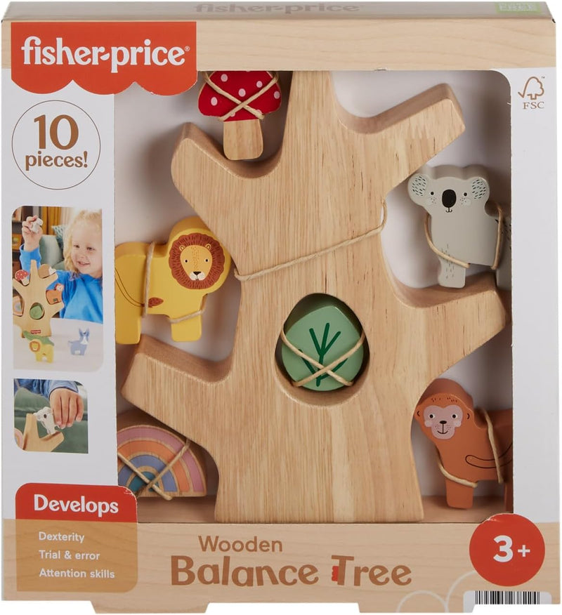 Fisher-Price Baby & Toddler Toy Wooden Stack & Sort Animals, 10 Wood Pieces for Developmental Play Ages 1+ Years - Wooden - Balance Tree