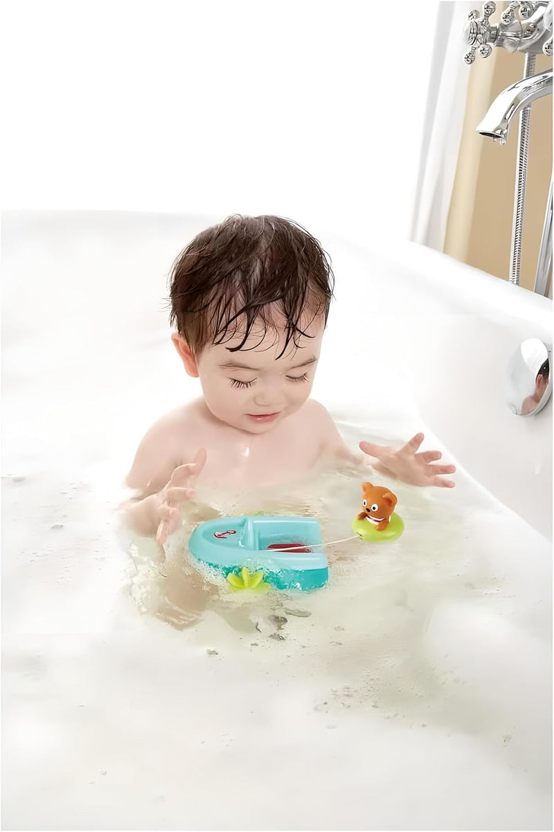 Hape Tubing Pull-Back Boat Moving Bath Speedboat Toy For Toddlers, 18 Months and Up