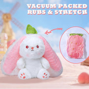 AMERTEER Strawberry Bunny Plush Toy Cute Transformed Bunny Doll Fruit Rabbit Pillow, Small Soft Plush Pillow for Kids Girls, Transformable Fruit Rabbit Toy (18cm)