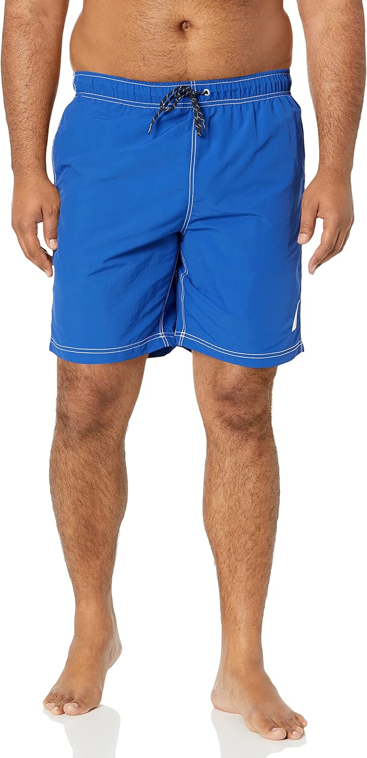 mens Solid Quick Dry Classic Logo Swim Trunk Swim Trunks - Bright Cobalt