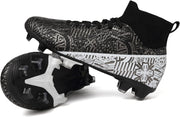 Kids Soccer Cleats Boys Girls Football Cleats Turf Soccer Shoes AG/FG - White/Palm Leaf, Black/Red/Gold, Ice Crystal 001635
