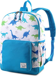 Children's Backpack, Lightweight School Bag for Girls Boys Primary Kindergarten 4-6 Years Waterproof Cute Backpack for A4 Folder Preschool Travel with Chest Strap - Dinosaurs White