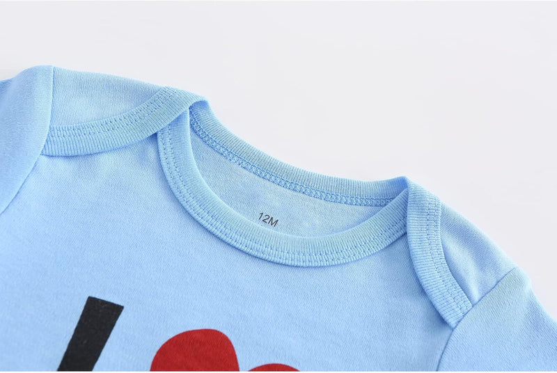 MAMIMAKA Unisex-Baby 2-pack Solid One-Piece Newborn Twins I Love Papa I Love Mama Bodysuits 0-24Months Boys and Girls