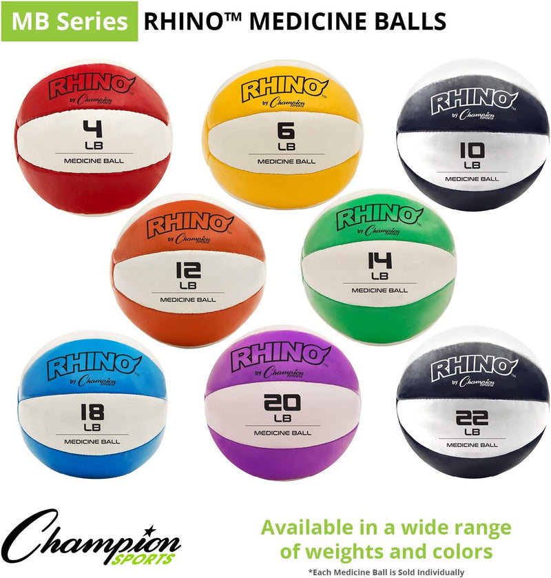 Champion Sports Exercise Medicine Balls, Leather with No-Slip Grip - Weighted Med Ball Set for Weight Training, Stability, Plyometrics, Cross Training, Core Strength - Multiple Styles