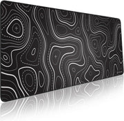 Glittery Garden Excel Shortcut Keys Mouse Pad - Extended Large XL Cheat Sheet Gaming Mousepad PC Office Spreadsheet Keyboard Mat Non-Slip Stitched Edge - 31.5"L x 11.8"W Black Topographic