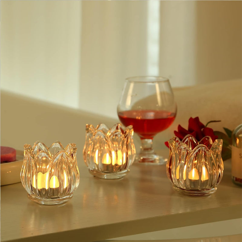 MAKINGTEC Clear Tealight Candle Holder Set of 12, Clear Glass Tealight Candle Holders for Wedding Party, Tea Light Candles Holder Bulk for Centerpiece Thanksgiving Christmas Party (2 X1.4, Clear)