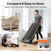 UREVO Walking pad Smart with APP Control, Under Desk Treadmill for Home and Office, 2.5 HP Portable Walking Jogging Running Machine with Remote Control 120KG Capacity
