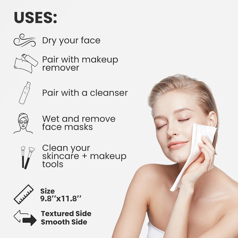 Disposable Face Towels, Cotton Beauty Cleansing Towels, Cotton Pads Face Towel for Makeup and Clean Skin, Soft and Thick Dry Wipes 50 Sheets/Box