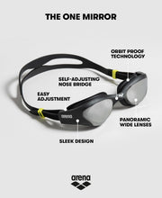 ARENA The One Unisex Adult Swim Goggles Men and Women Watertight Fit Orbit-Proof Seals Anti-Fog Coated Mirror/Non-Mirror Lens - silver-black-black Unisex,Protection