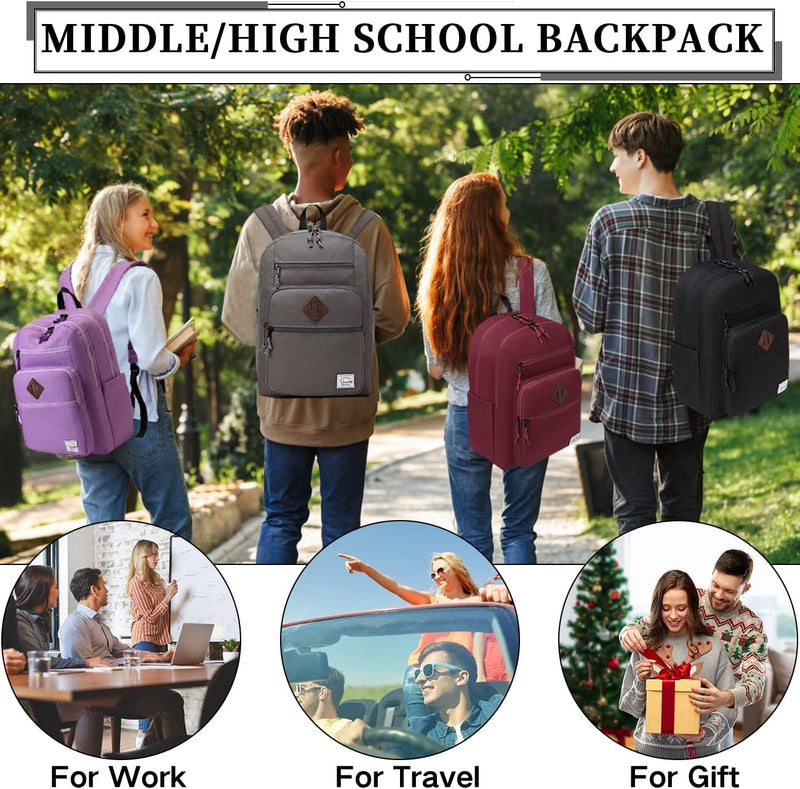 VASCHY School Backpack for Women, Unisex Large Bookbag Schoolbag Casual Daypack for High School/College/Teens/Travel/Work