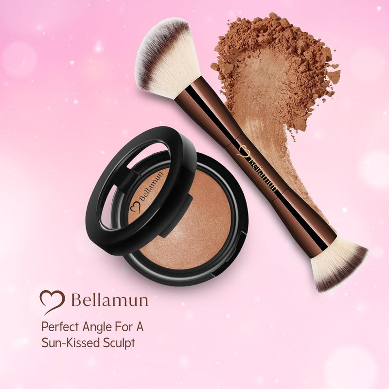Bellamun Professional Makeup Brushes | Vegan & Cruelty-Free | High-Performance Tools for Foundation, Blush, Bronzer, Contour, Concealer & Powder Application (Dual Tip Pro Makeup Brush)