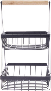 2-Tier Countertop Fruit Basket & Vegetable Rack Metal Bread Display Stand for Kitchen Storage & Organization of Produce, Snacks & More