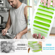 2 Pack Ice Cube Trays with Lids, Silicone Ice Mold for Water Bottles Food grade silicone ice tray with easy release design creates bottle-friendly ice cubes and stacks neatly for freezer storage