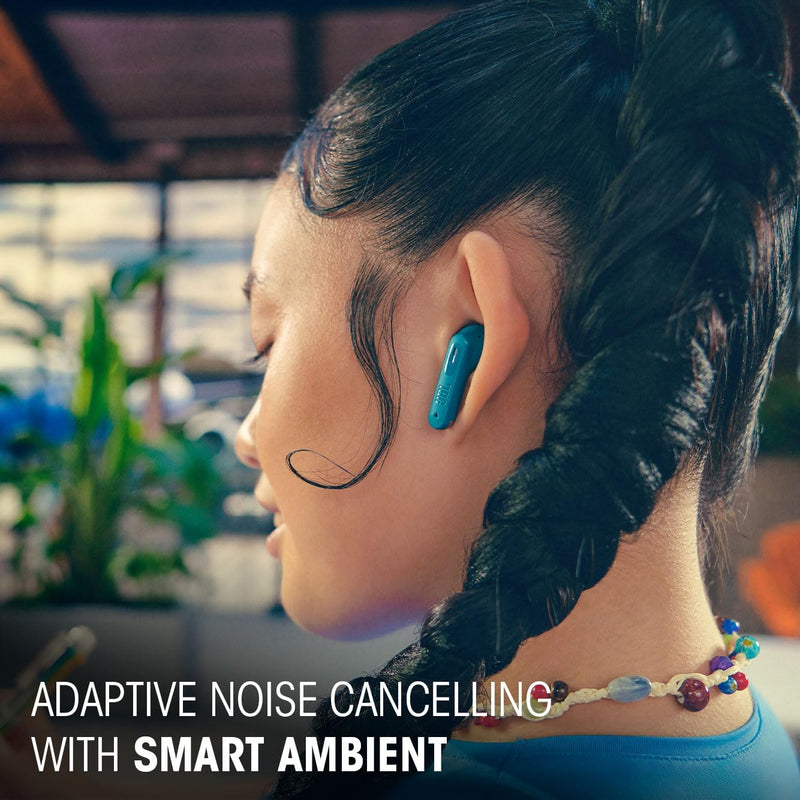 JBL Tune Beam Earphones, Bluetooth and Wireless, Water Resistant and Noise Cancelling with up to 48 Hours Battery Life, Blue - ‎ JBLTBEAMBLU