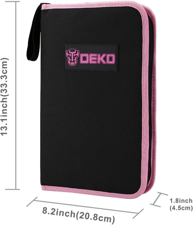 DEKO Pink Tool Set 110 Piece Household Tool Kit,Ladies Portable Tool Set with Easy Carrying Pouch, Perfect for DIY Projects, Home Maintenance