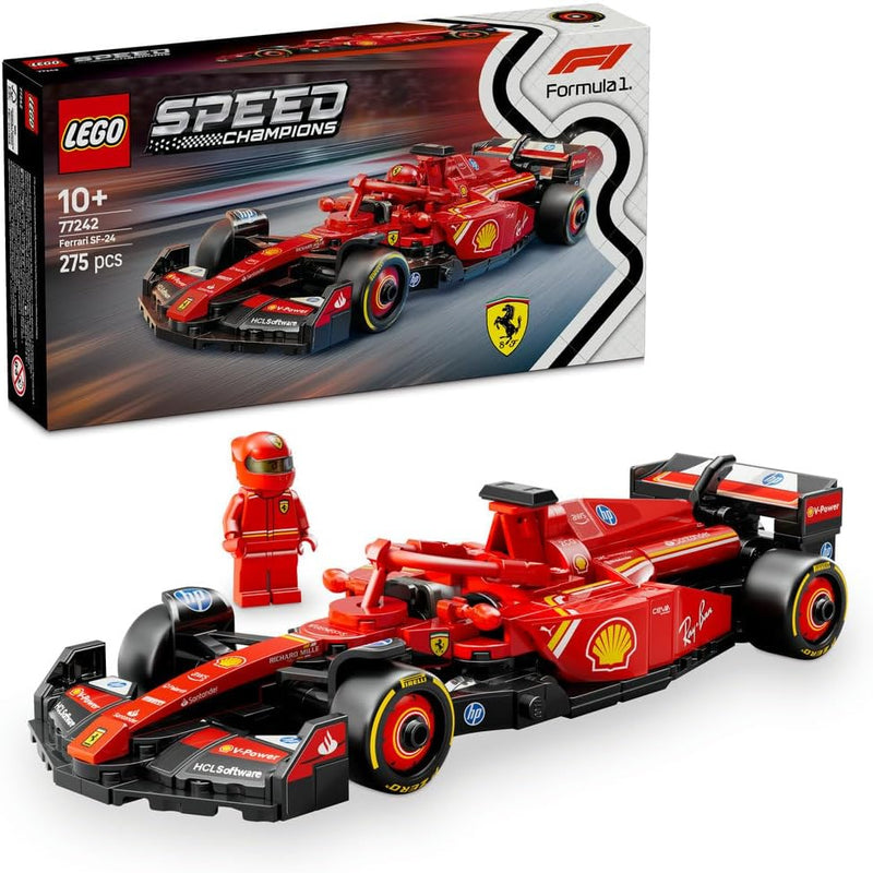 Speed Champions Ferrari SF-24 F1 Race Car Toy with a Collectible Formula 1 Driver Minifigure - Model Kits for 10+ Year Old Boys & Girls or Adult Motorsport Fans 77242