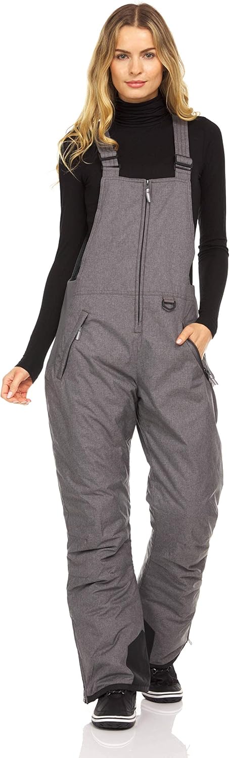Arctic Quest womens Ski Snow Bibs Pants Insulated Water Resistant Overalls Snowboarding Winter Waterproof Pants Overalls (pack of 1)