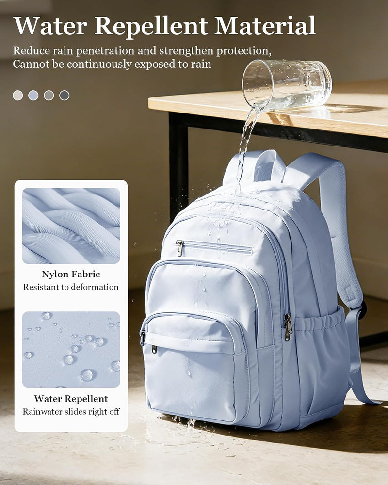 WEPOET Backpack Women Men School Backpack Large with Many Compartments Waterproof Backpack Lightweight for School Backpack Teenager Daypacks Backpack for Boys Girls, A4 blue, Rucksack Backpacks