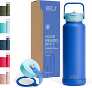 1200ml Water Bottle 18/8 Stainless Steel Double Wall Insulated Bottle, with Straw Lid and Wide Mouth, 2 lids included, Hot Cold Water Flask Sports Bottle, 40oz (Lava Gray) - Lavender
