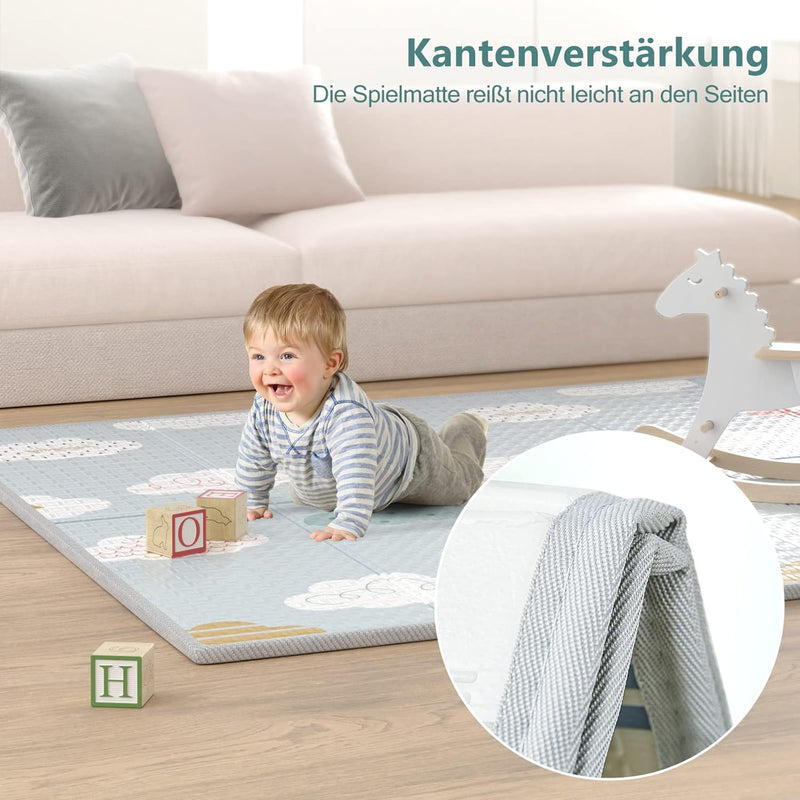 UANLAUO Foldable Baby Play Mat, Extra Large Waterproof Activity Playmats for Babies,Toddlers, Infants, Play & Tummy Time, Foam Baby Mat for Floor with Travel Bag, Indoor Outdoor Use (71" x 79")