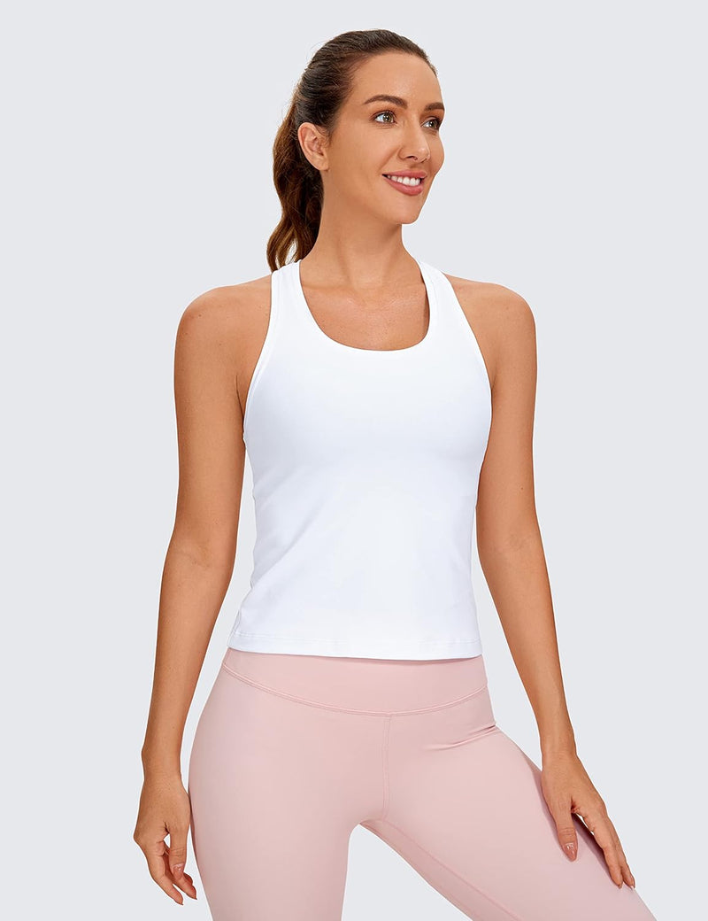 CRZ YOGA Butterluxe Workout Tank Tops for Women Built in Shelf Bras Padded - Racerback Athletic Spandex Yoga Camisole