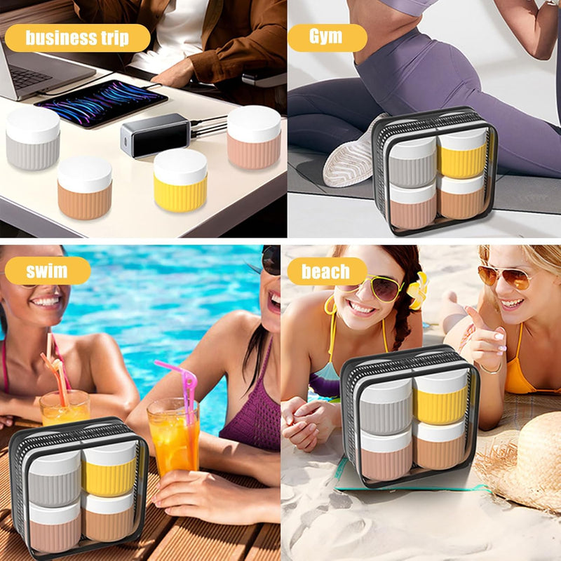 kinrguiyuez Travel Toiletry Containers, Leakproof Small Travel Toiletry Bottles Set of 4, 50ml Compact Storage Organizer for Home Travel Outing Busines Trip Vacation