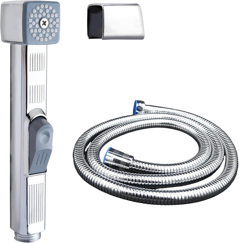 AZTON_IT-3060 Premium Chrome Handheld Bidet Sprayer Set 47” Stainless Steel Hose, Wall-Mounted Shattaf for Toilet, Personal Hygiene & Baby Cloth Diaper Washer Leak-Proof and Easy Installation