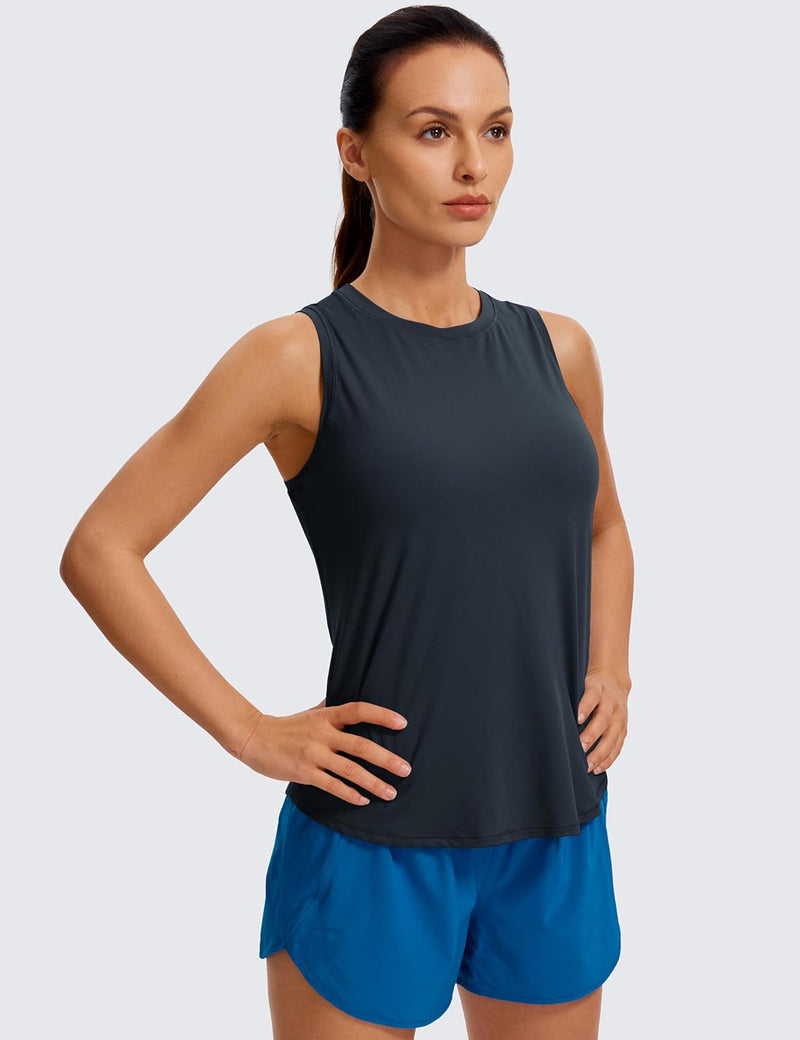 CRZ YOGA Lightweight Tank Top for Women Racerback Sleeveless Workout Tops High Neck Athletic Running Shirts