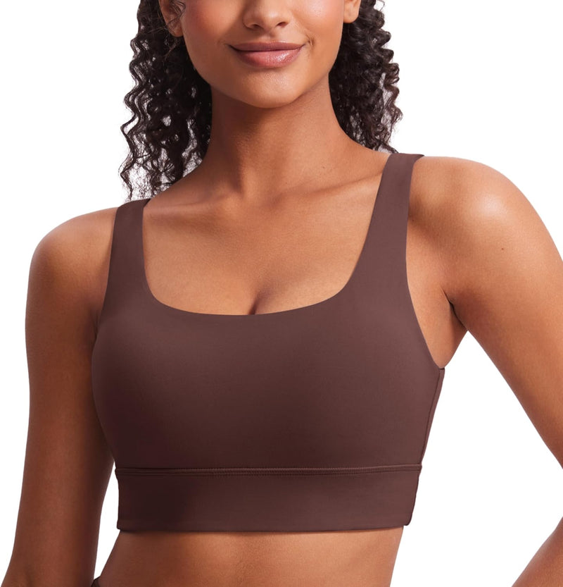 CRZ YOGA Womens Butterluxe U Back Sports Bra - Scoop Neck Padded Low Impact Workout Yoga Bra with Built in Bra