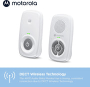 Motorola Nursery AM24 / MBP24 Audio Baby Monitor with Room Temperature Display, High Sensitivity Microphone and Two-Way Talk, White