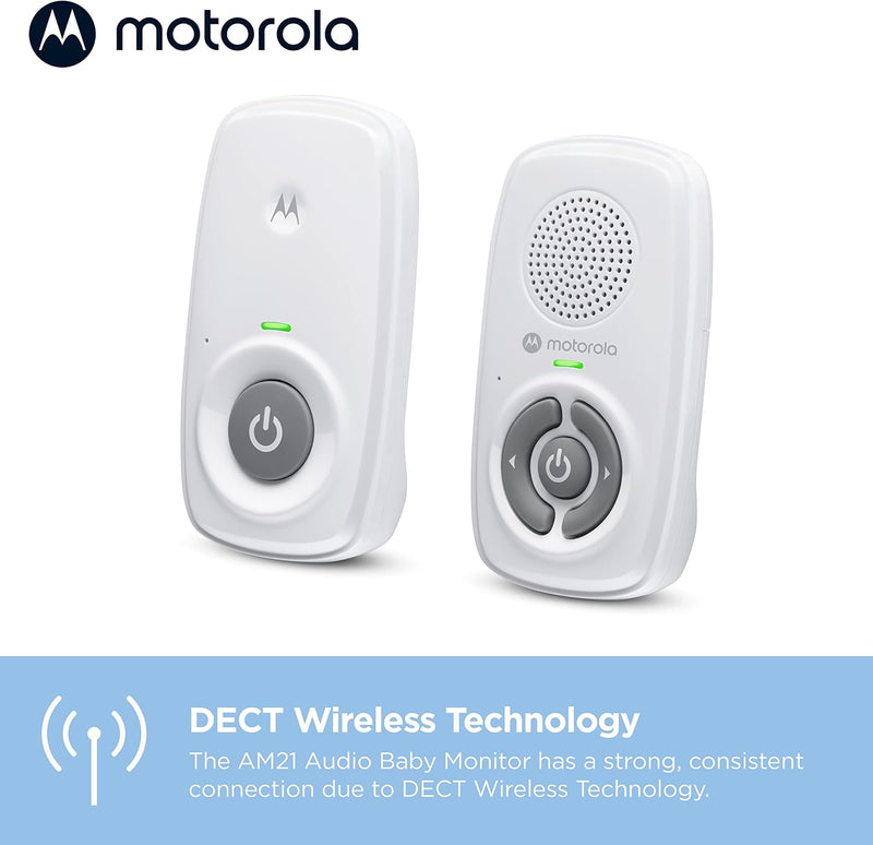 Motorola Nursery AM24 / MBP24 Audio Baby Monitor with Room Temperature Display, High Sensitivity Microphone and Two-Way Talk, White