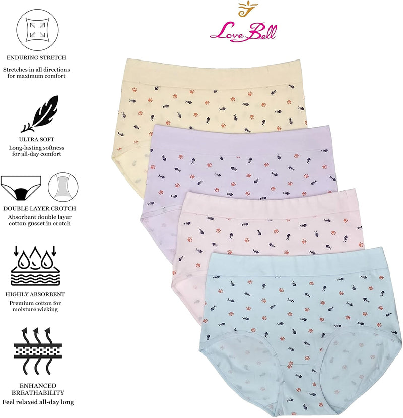 Premium Cotton Four-way stretch Panties - MULTIPACK - Regular and Plus Sizes - Classic Briefs for Women