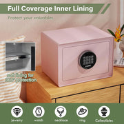 GOLDENKEY Digital Security Safe and Lock Box,Small Safe box for Money, Keypad Lock,Perfect for Home Office Hotel Business Jewelry Gun Use Storage,0.5 Cubic Feet,Pink - E68 PINK