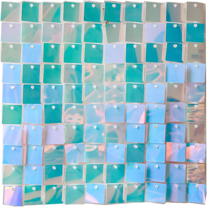 AM ANNA Sequin Wall Panels, 30PCS Shimmer Backdrop Stand, Rainbow Silver Square Decoration for Photo Backdrops, Party, Anniversary, Engagement