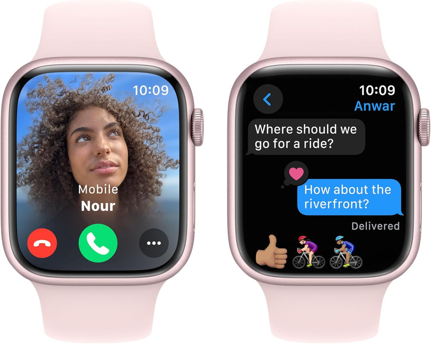 Apple Watch Series 9 [GPS 45mm] Smartwatch with Pink Aluminum Case with Pink Sport Band M/L. Fitness Tracker, Blood Oxygen & ECG Apps, Always-On Retina Display, Water Resistant (Renewed)