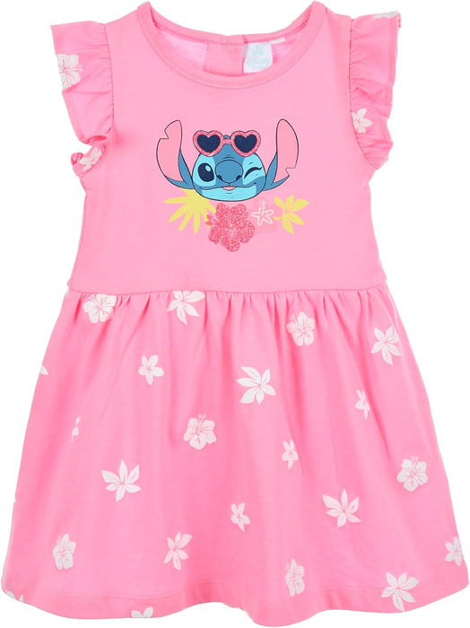Disney Stitch Baby Girls Dress Soft Short Sleeve Cotton Dress 6-24 Months