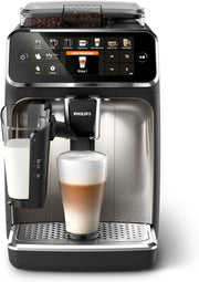 Philips Fully Automatic Espresso Machine Series 4400-12 Beverages, LatteGo, SilentBrew, Intuitive Display, 2 User Profiles, 12 Settings for Ceramic Grinder, Black Silver - EP4446/70 - 12 Hot Beverages