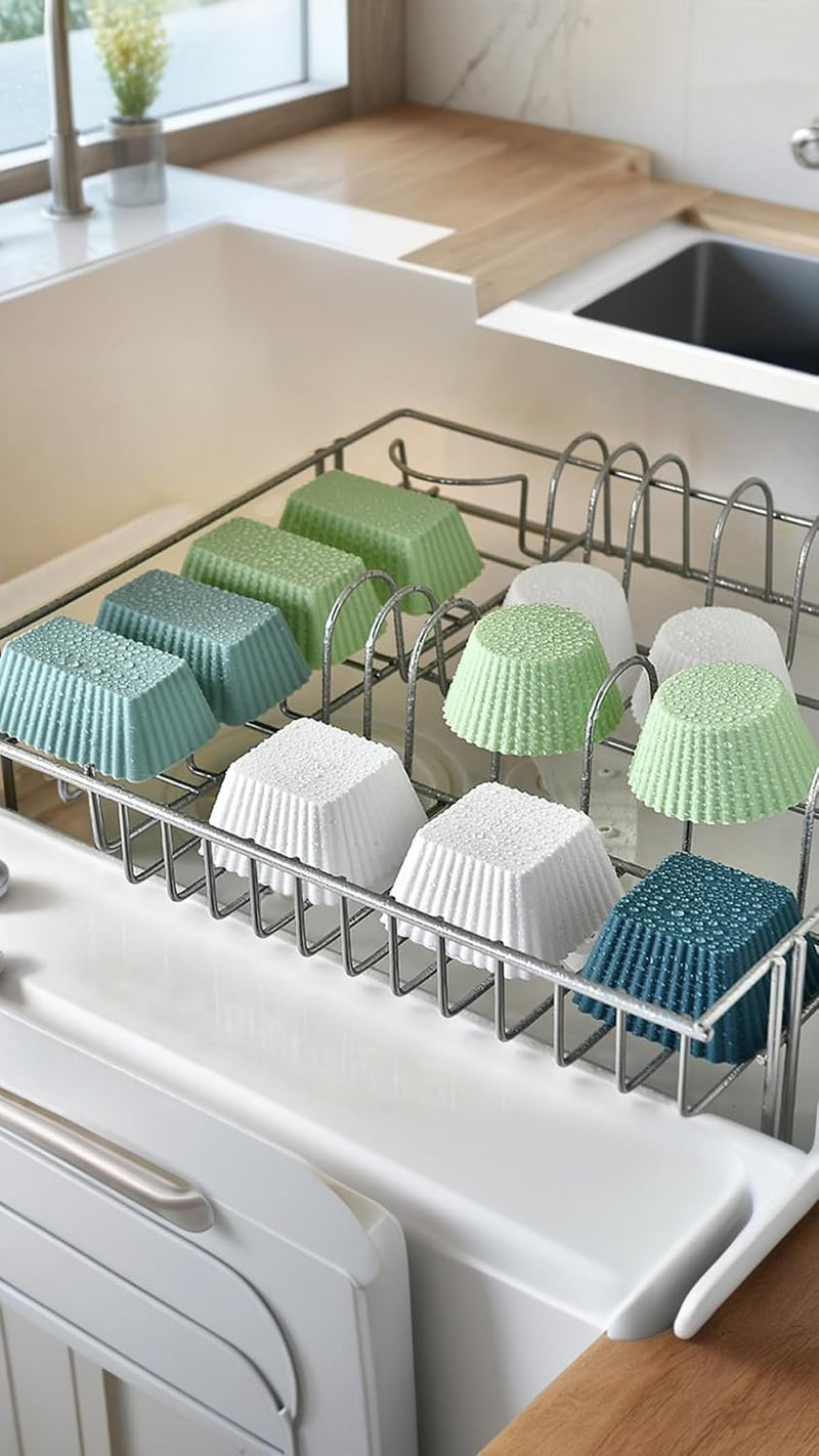 24-Pack Reusable Silicone Cupcake Liners - 3 Shapes Muffin Liners & Cake Molds - Multicolor Bento Lunch Box Dividers Included