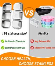 3 Pack Stainless Steel Snack Containers for Kids & Adults, Bento Boxes, Leek Proof Metal Bento Lunch Box with 3 Compartment, Lunchable Containers for Daycare, School, Work, Travel, Bento Snack Box
