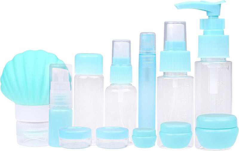 Travel Bottle Set - Refillable - TSA/Airline Approved - 12 Bottles and Jars - 3 Tools (Pipette, Funnel and Mini Spatula) - For Downsized Portions of Your Favorite Cosmetics, Lotions and Creams