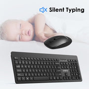 Oraimo Nano Wireless USB Keyboard and Mouse Set, 12 Function Keys 2.4GHz Wireless, 1000DPI, Spill-Resistant Design, PC/Mac, Black/Chartreuse