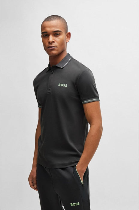 BOSS Men's Paule 1 Slim-Fit Interlock Cotton Polo Shirt with Mesh Logo