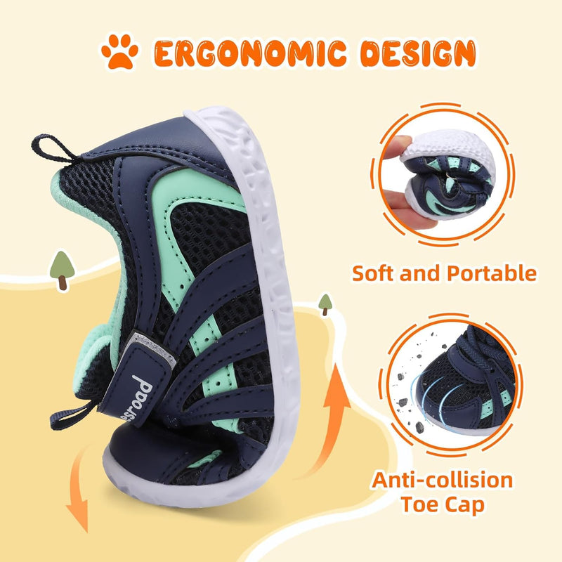 L-RUN Toddler Boys Girls Sneakers Kids Breathable Walking Shoes Barefoot Strap Non-Slip Sole Tennis Shoes