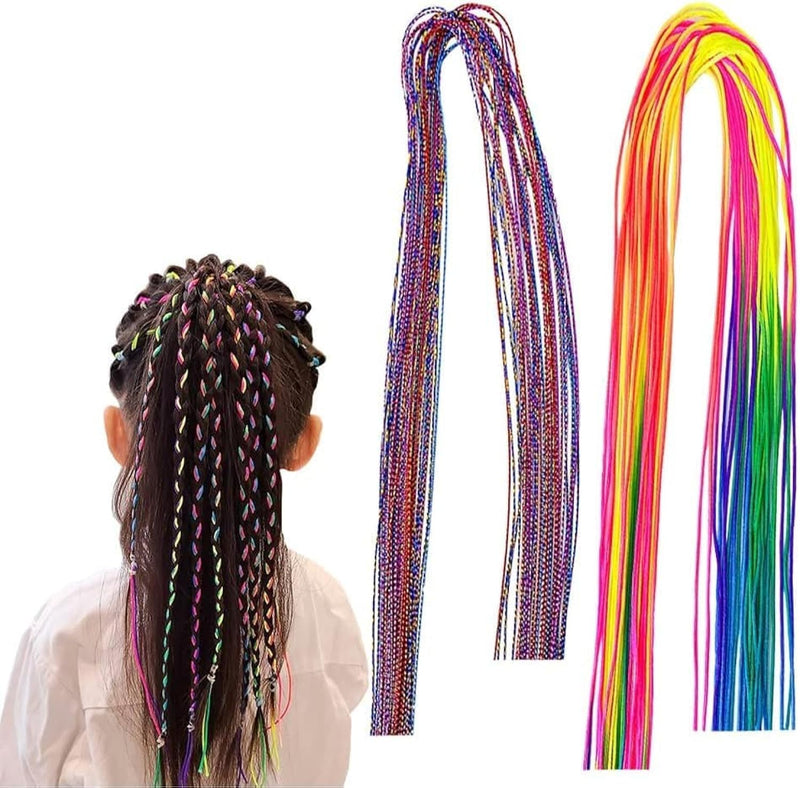 TERRIFI 116 Pcs Rainbow Hair Wraps for Braids & Dreadlocks, Elastic DIY Hair Accessories for African Girls, Colorful Gradient Ponytail Ties & Hair Extensions