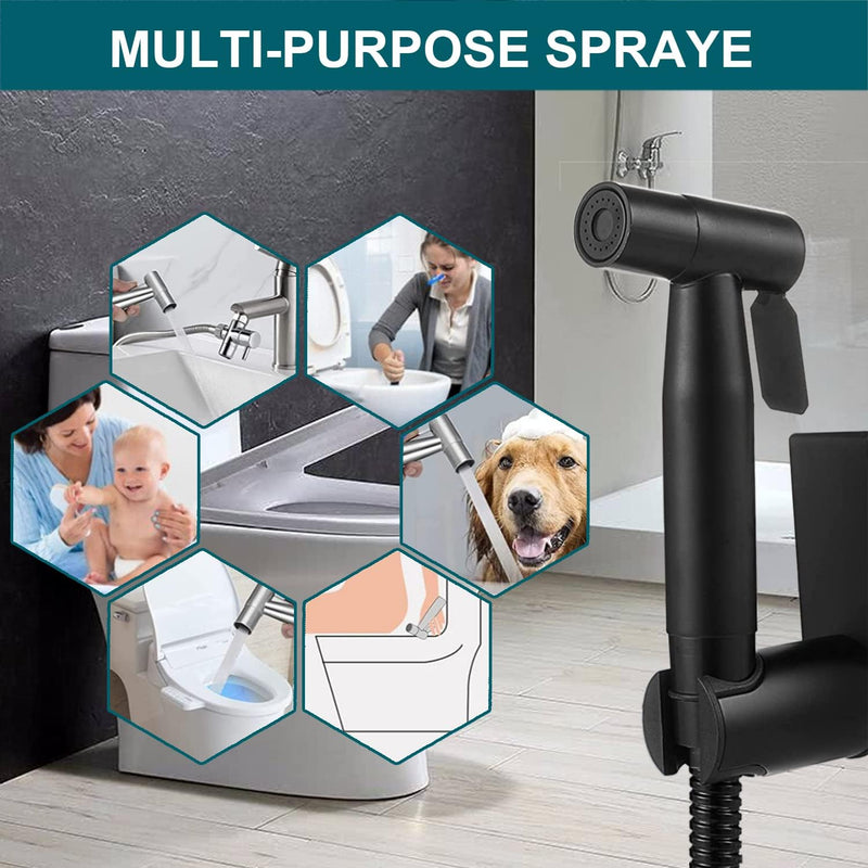 Pugrwei 【New Version】Handheld Bidet Sprayer for Toilet, Premium Stainless Steel Bathroom Bidet Sprayer Set, (Stainless Steel) (Brushed) (Control Value)