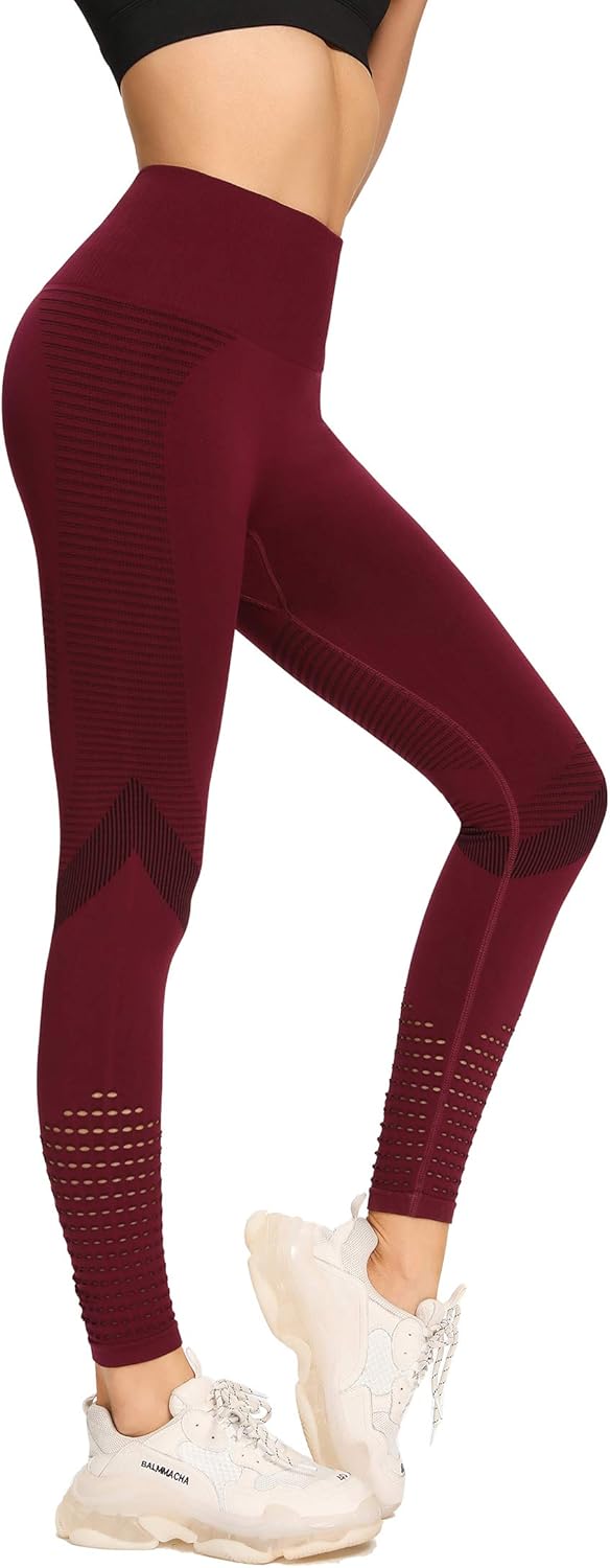 Redqenting High Waisted Leggings for Women Workout Seamless Leggings Yoga Pants Sweat Proof Tummy Control Tights