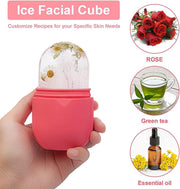 ECVV Ice Face Roller Massager for Face, Eyes and Neck, Skin Care Roller Face Massager Reduce Puffiness, Reusable Massage Silicone Ice Mold (Pink)