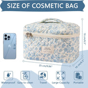 Large Makeup Bag, Cute Cosmetic Bag for Women Girls, Floral Coquette Aesthetic Toiletry Bag, Travel Make Up Organizer Bag - Baidilanhua